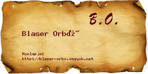 Blaser Orbó névjegykártya